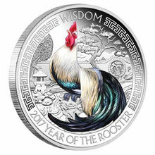 Load image into Gallery viewer, 2017 P Tuvalu 1 Oz Silver Good Fortune ROOSTER Wealth Wisdom 2 Coin Set NGC PF70