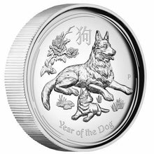 Load image into Gallery viewer, AUSTRALIAN 2018 Lunar Year of the Dog 1OZ $1 SILVER HIGH RELIEF COIN Australia