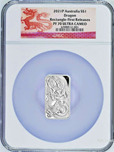 Load image into Gallery viewer, 2021 Dragon 1oz PROOF Silver Rectangular $1 COIN NGC PF 70 FR Lunar Label