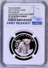 Load image into Gallery viewer, 2017 P Tuvalu PROOF Silver Polar Babies Polar Bear NGC PF70 1/2 oz Coin w/ OGP