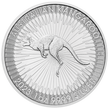 Load image into Gallery viewer, 2023 Australia Kangaroo 1oz $1 Silver Bullion Coin with QEII Date 1952-2022