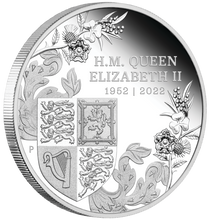 Load image into Gallery viewer, The Queen’s Platinum Jubilee 2022 1oz Silver Proof Coin $1 H.M. Q. Elizabeth II