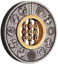 Load image into Gallery viewer, 2022 GAMES THROUGH THE AGES Tic-Tac-Toe 2oz .9999 SILVER $2 ANTIQUED COIN