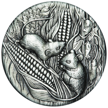 Load image into Gallery viewer, 2020 Year of the Mouse 2oz .9999 SILVER $2 First Lunar ANTIQUED COIN