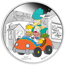 Load image into Gallery viewer, 2022 Simpsons Series KRUSTY LU STUDIOS 1oz $1 Silver .9999 Dollar Proof Coin