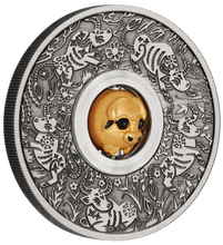 Load image into Gallery viewer, 2021 Year of the OX Bead 1oz SILVER $1 Lunar Rotating Charm ANTIQUED COIN