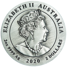 Load image into Gallery viewer, 2020 Year of the Mouse 2oz .9999 SILVER $2 First Lunar ANTIQUED COIN
