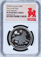 Load image into Gallery viewer, RARE 2018 P Australia PROOF Silver 3-Coin Set Lunar Year of the Dog NGC PF 70 ER