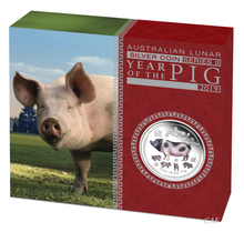 Load image into Gallery viewer, 2019 Australia PROOF Colorized Lunar Year of the PIG 1oz SIlver $1 Coin w/ COA