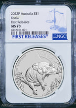 Load image into Gallery viewer, 2022 P Australia Silver Koala NGC MS 70 $1 1 oz Coin Blue FR Label PERFECT