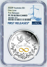 Load image into Gallery viewer, 2020 One Love 1oz .9999 Silver $1 Proof Coin NGC PF70 UC FR with OGP Tuvalu