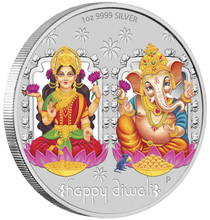 Load image into Gallery viewer, 2019 TUVALU Diwali Festival Hindu New Year Gift 1oz Silver Medallion NGC PF70 ER