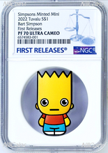 Load image into Gallery viewer, 2022 Simpsons Bart First in Minted Mini Series 1oz Silver $1 Coin NGC PF70 FR