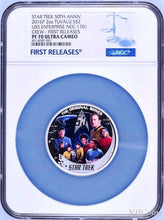 Load image into Gallery viewer, 2016 Star Trek 50th Ann USS Enterprise NCC-1701 Crew 2oz Silver Coin NGC PF70 FR