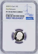 Load image into Gallery viewer, 2020 S Proof 10C Clad Roosevelt Dime NGC PF70 ULTRA CAMEO FR Blue Label
