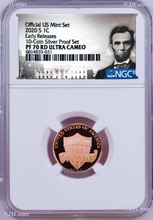 Load image into Gallery viewer, 2020 S 10-coin-SILVER-proof-SET Version LINCOLN CENT Penny NGC PF70 RD ER