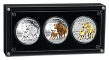Load image into Gallery viewer, 2021 LUNAR SERIES III YEAR OF THE OX 1oz SILVER TRIO $1 3-coin Set 3oz-total