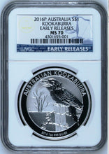 Load image into Gallery viewer, 2016 P Australia Silver Kookaburra NGC MS 70 $1 1 oz Coin Blue ER Label PERFECT