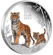 Load image into Gallery viewer, 2022 Australia COLORED PROOF Lunar Year of the Tiger 1oz Silver $1 Coin Series 3