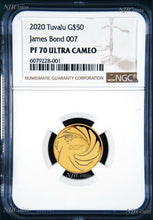 Load image into Gallery viewer, 2020 James Bond 007 Proof $50 1/4oz .9999 Gold COIN NGC PF 70 PF70 Brown Label