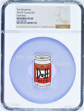 Load image into Gallery viewer, 2019 The Simpson Simpsons Duff Beer Rectangular $1 1oz Silver COIN NGC PF 69