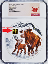Load image into Gallery viewer, 2021 Lunar Year of the OX 1 Kilo Silver $30 Coin NGC MS70 w/ Gold Privy Mark