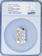 Load image into Gallery viewer, 2022 PROOF Dragon 1oz .9999 Silver Rectangular $1 Dollar Bar COIN NGC MS 70 ER