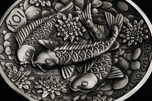 Load image into Gallery viewer, Koi Fish 2023 2 Kilo 9999 Pure Silver Antiqued High Relief $60 Coin 200-mintage