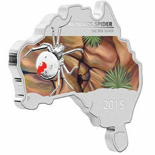 Load image into Gallery viewer, Australia MAP SHAPED COIN SERIES 2015 Redback Spider 1 OZ SILVER proof COIN