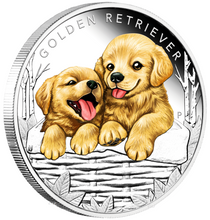 Load image into Gallery viewer, 2018 Puppies Golden Retriever PROOF Silver NGC PF70 1/2oz Coin Lunar Year DOG ER