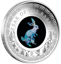 Load image into Gallery viewer, 2023 Australia Opal Series Lunar Year of the RABBIT 1oz Silver Proof $1 Coin