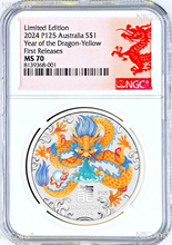Load image into Gallery viewer, 2024 Australia Silver Lunar Year of the Dragon NGC MS70 1oz $1 Coin P125 Colored