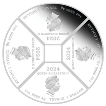 Load image into Gallery viewer, 2024 LUNAR YEAR OF THE DRAGON QUADRANT SILVER $1 4-coin-set 4x 1oz Fan-shape