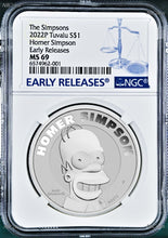 Load image into Gallery viewer, 2022 Homer Simpson Simpsons $1 1oz .9999 Silver COIN NGC MS69 ER