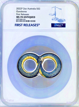 Load image into Gallery viewer, 2022 OUROBOROS ANTIQUED 2oz Silver $2 COIN NGC MS70 FR
