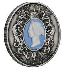 Load image into Gallery viewer, 2019 Queen Victoria 200th Anniversary 2oz Silver Antiqued Cameo Coin NGC MS70 FR