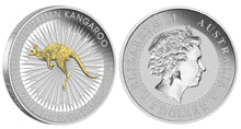 Load image into Gallery viewer, Australian First Gilded 2016 Kangaroo Proof Silver 1 oz Dollar $1 Coin Australia