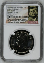 Load image into Gallery viewer, 2014 D SP 66 Clad Kennedy 50th Anniversary High Relief NGC Early Release