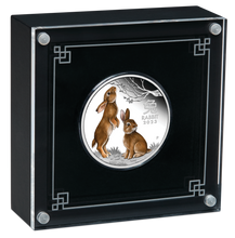 Load image into Gallery viewer, 2023 Australia COLORED PROOF Lunar Year of the Rabbit 1oz Silver $1 Coin Series3