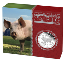 Load image into Gallery viewer, 2019 Australia PROOF Lunar Year of the Pig 1/2 oz SIlver 50c half dollar Coin