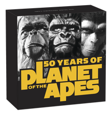 Load image into Gallery viewer, 2018 Planet of the Apes 50th Ann. SILVER $2 2oz COIN NGC MS 70 ANTIQUED ER