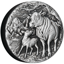 Load image into Gallery viewer, 2021 Year of the Ox 2oz .9999 SILVER $2 First Lunar ANTIQUED COIN