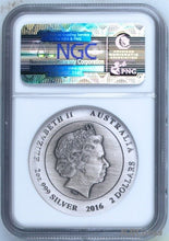 Load image into Gallery viewer, 2016 P AUSTRALIA KANGAROO HIGH RELIEF ANTIQUED 2 Oz Silver $2 COIN NGC MS70 ER