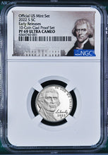 Load image into Gallery viewer, 2022 US Mint 5 Coin Clad Proof SET Dime Cent Nickel $1 50c NGC PF69 ER