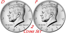 Load image into Gallery viewer, 2021 Kennedy Half Dollars 2 coins set P + D Clad President 50¢ coin US Mint