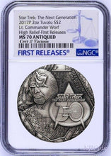 Load image into Gallery viewer, 2017 STAR TREK The Next Generation COMMANDER WORF 2oz $2 SILVER COIN NGC MS70 FR