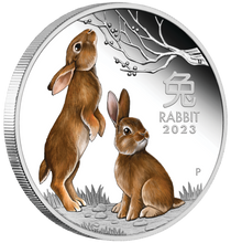 Load image into Gallery viewer, 2023 Australia COLORED PROOF Lunar Year of the Rabbit 1oz Silver $1 Coin Series3