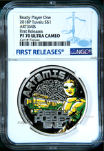 Load image into Gallery viewer, 2018 Ready Player One - Art3mis SILVER PROOF $1 1oz First COIN NGC PF70 FR