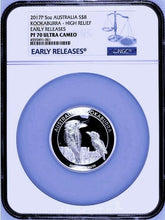 Load image into Gallery viewer, 2017 P Australia HIGH RELIEF 5oz Silver Kookaburra $8 Coin NGC PF70 UC ER + OGP