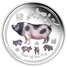 Load image into Gallery viewer, 2019 Australia PROOF Colorized Lunar Year of the PIG 1oz SIlver $1 Coin w/ COA